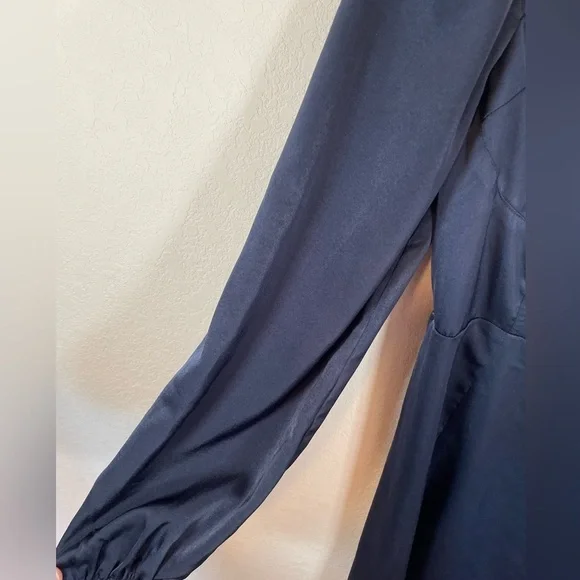 Altar’d State Navy Blue Silky Long Sleeve Mini Dress - Picture 3 of 7